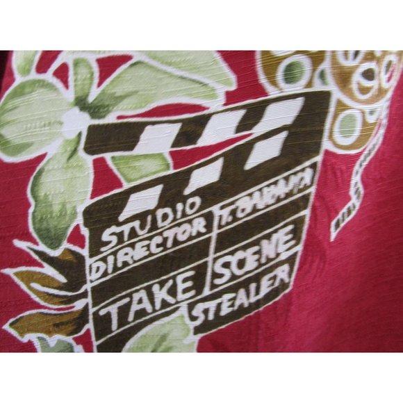 Tommy Bahama Red Silk Hawaiian Tiki Movie Set Floral Mens Shirt L EUC - Picture 5 of 11